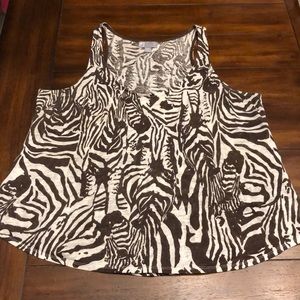 Linen zebra print flowy tank top